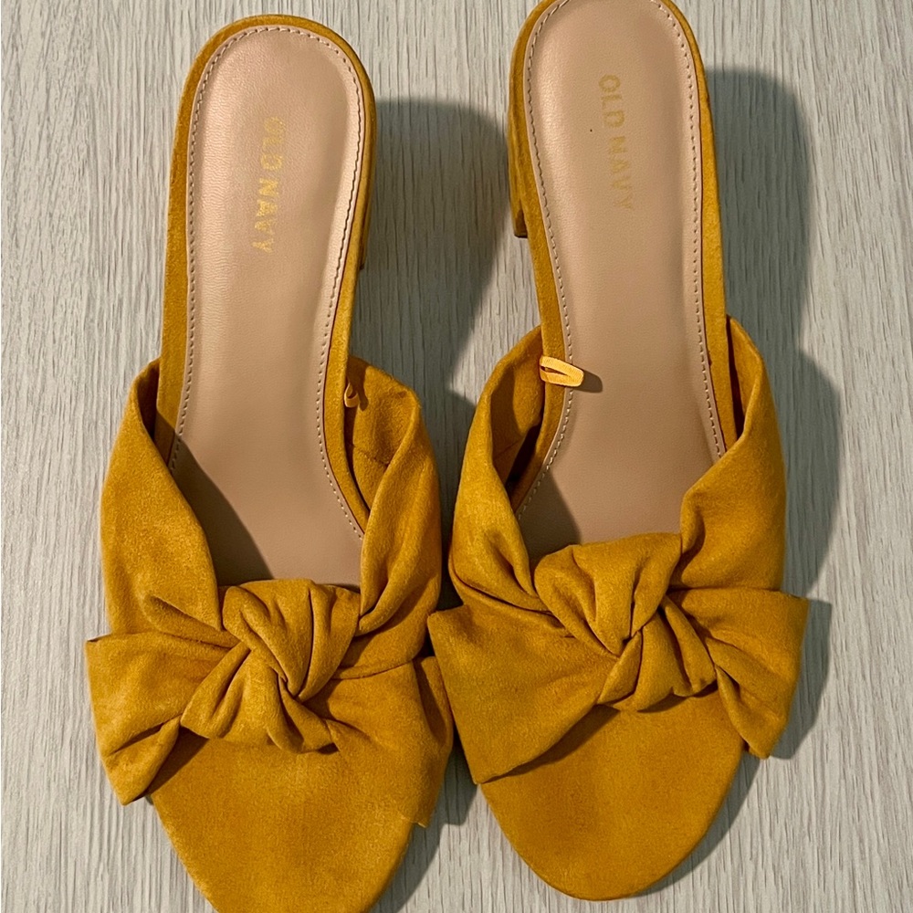Mustard Yellow Suede Block Heel